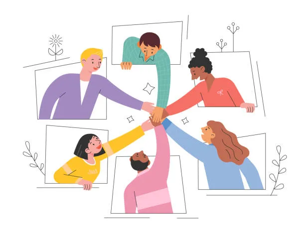 This platform is build for creators, and they are not alone on their journey People joining hands altogether
